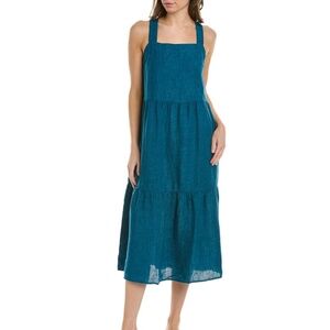 Eileen Fisher Washed Organic Linen Delave Tiered Dress  Easy Fit, Full Length